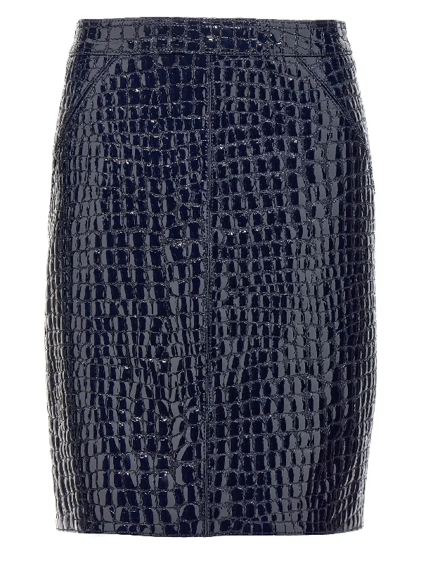 Croc Print Skirt leather skirt sleek