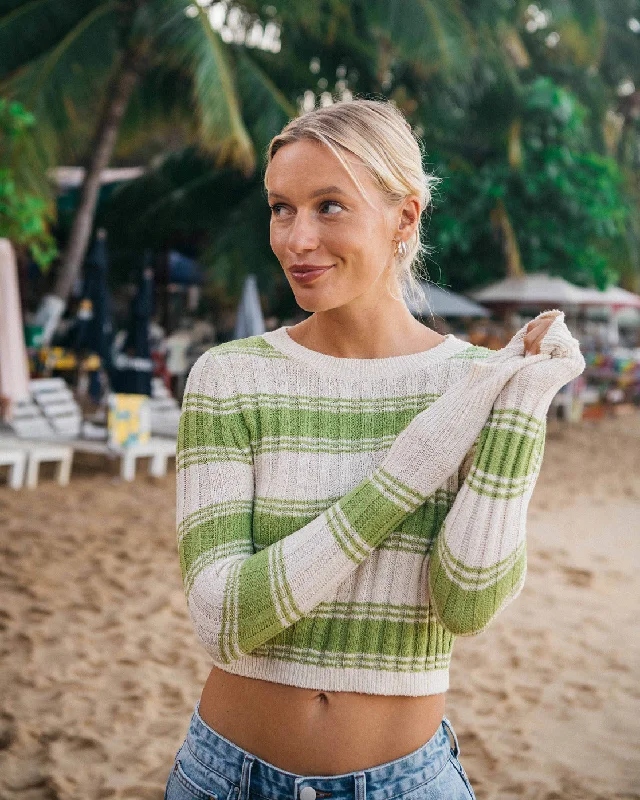 Clare Crew Neck Sweater - Palm Green Velvet Chenille Corduroy
