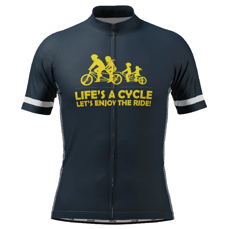 Men's Life's a Cycle, Let's Enjoy The Ride! Short Sleeve Cycling Jersey Lavender Jersey Tee Men's Life's a Cycle, Let's Enjoy The Ride! Short Sleeve Cycling Jersey Lavender Jersey Tee