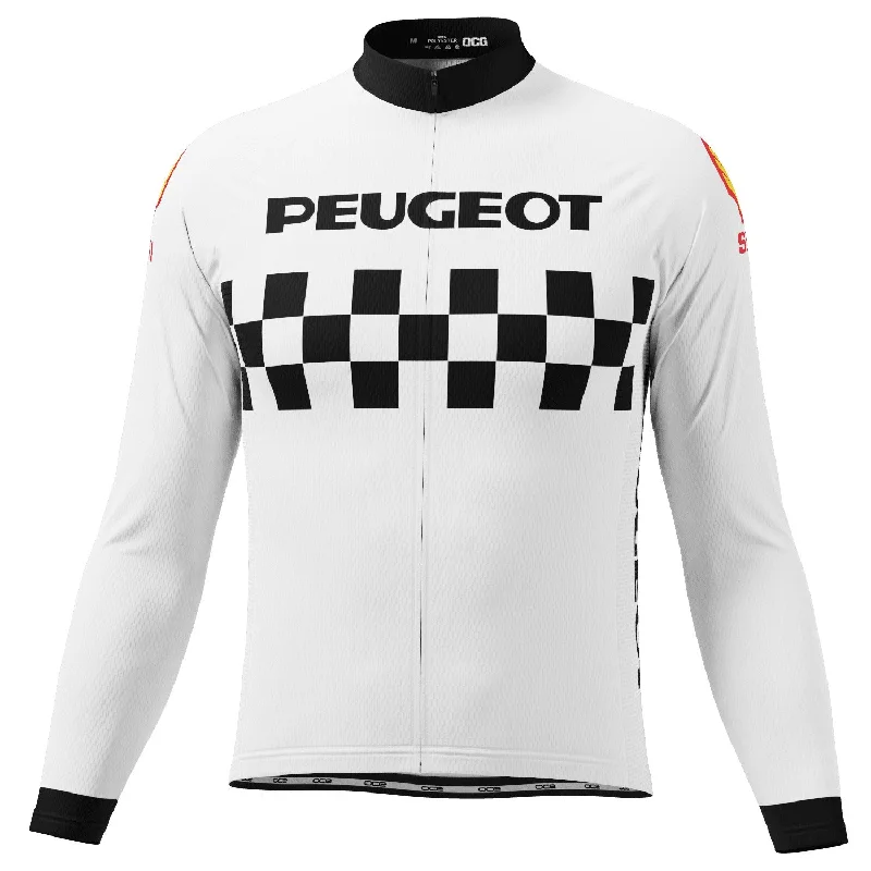 Men's Retro Peugeot Shell 1983 Long Sleeve Cycling Jersey Premium Jersey Tee