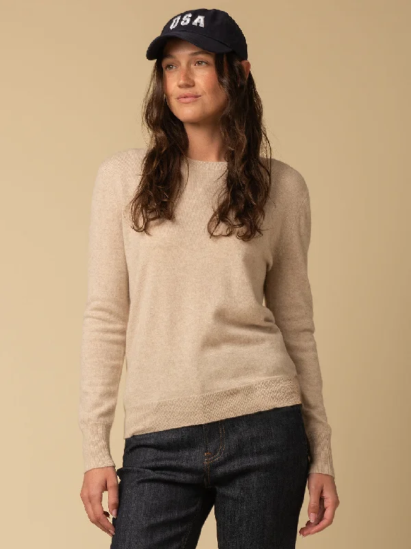 Classic Crew Neck Sweater_Oatmeal Long Sweater Short Sweater Cropped Sweater