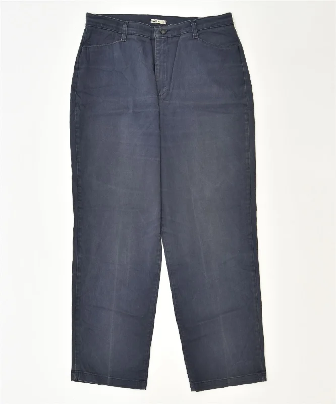 LEE Womens Slim Casual Trousers US 16 2XL W35 L30 Navy Blue Cotton Classic Trousers Culottes Wide Leg