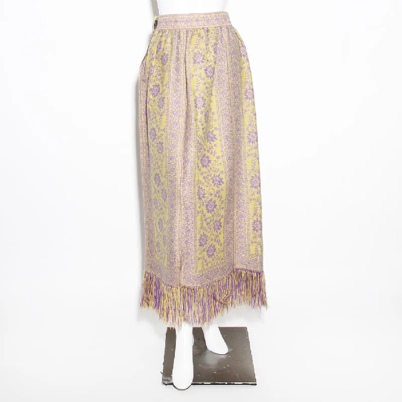 Vintage Wool Floral and Paisley Patterned Maxi Skirt midi skirt versatile