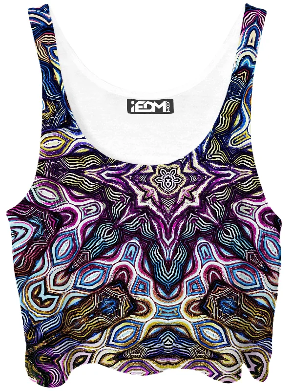 Crown Chakra Crop Top Solid Color Striped Floral