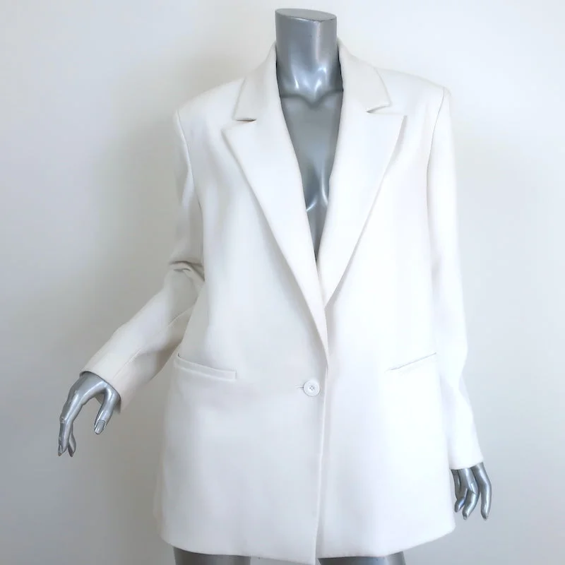 Alice + Olivia Oversize Blazer Cream Size Medium One-Button Jacket Nylon Jacket Polyester Jacket Spandex Jacket