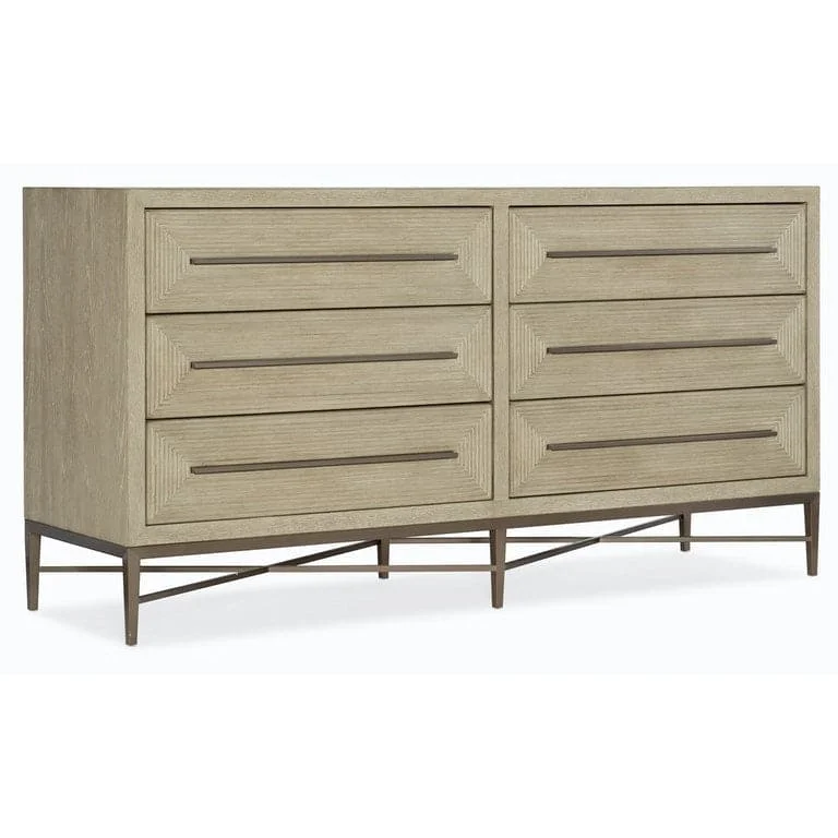 Cascade Six-Drawer Dresser Taupe Finish Tunics Print Colorful