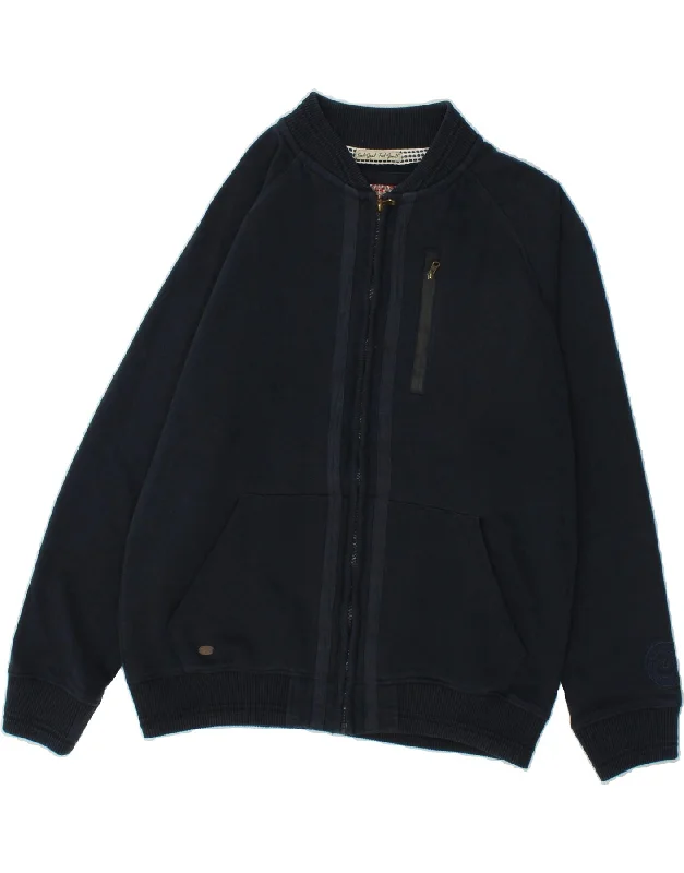 TOKYO LAUNDRY Womens Tracksuit Top Jacket UK 16 Large Navy Blue Cotton Faux Fur Jacket Real Fur Jacket Shearling Jacket