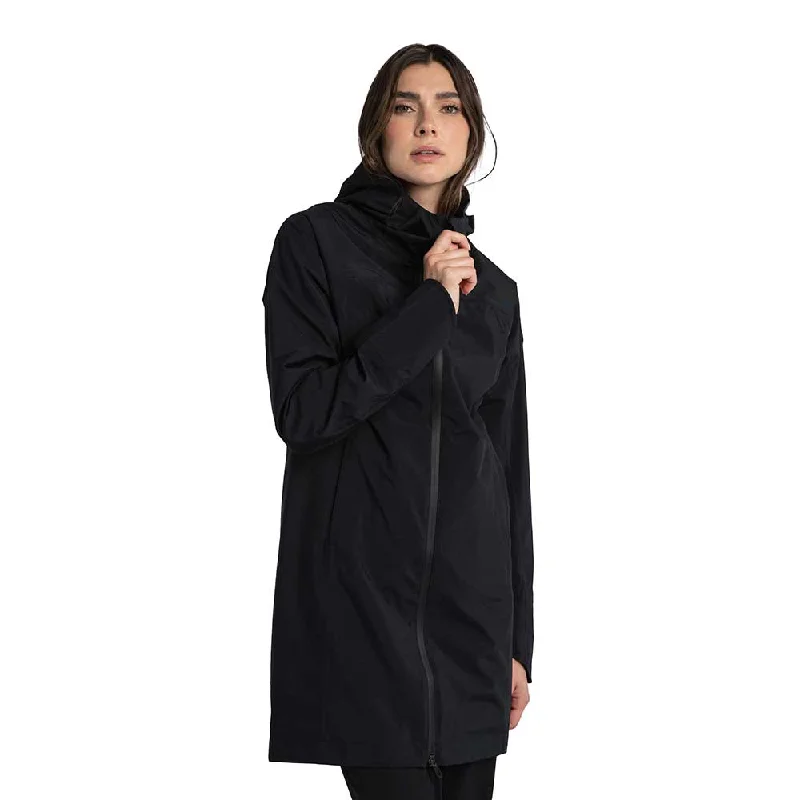 Women's Element Long Rain Jacket - Black Beauty Bomber Jacket Anorak Windbreaker