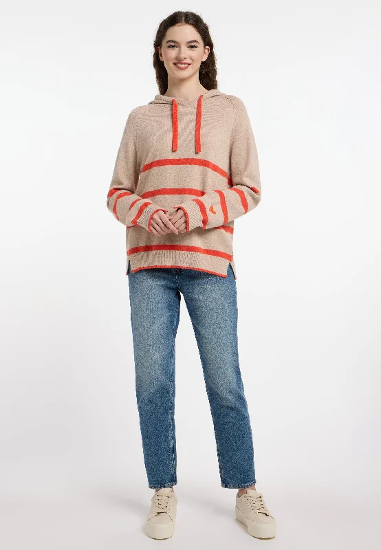 FRIEDA & FREDDIES Orange Stripe Hoodie Hoodie with Pocket Utility Practical