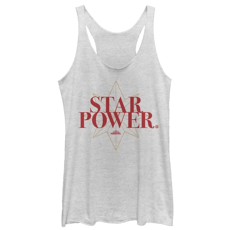 Women's Marvel Captain Marvel Star Power Text Racerback Tank Top teal tank top