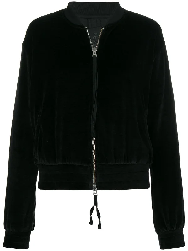 jersey knit bomber jacket A-Line Jacket Boat Neck Shawl Collar