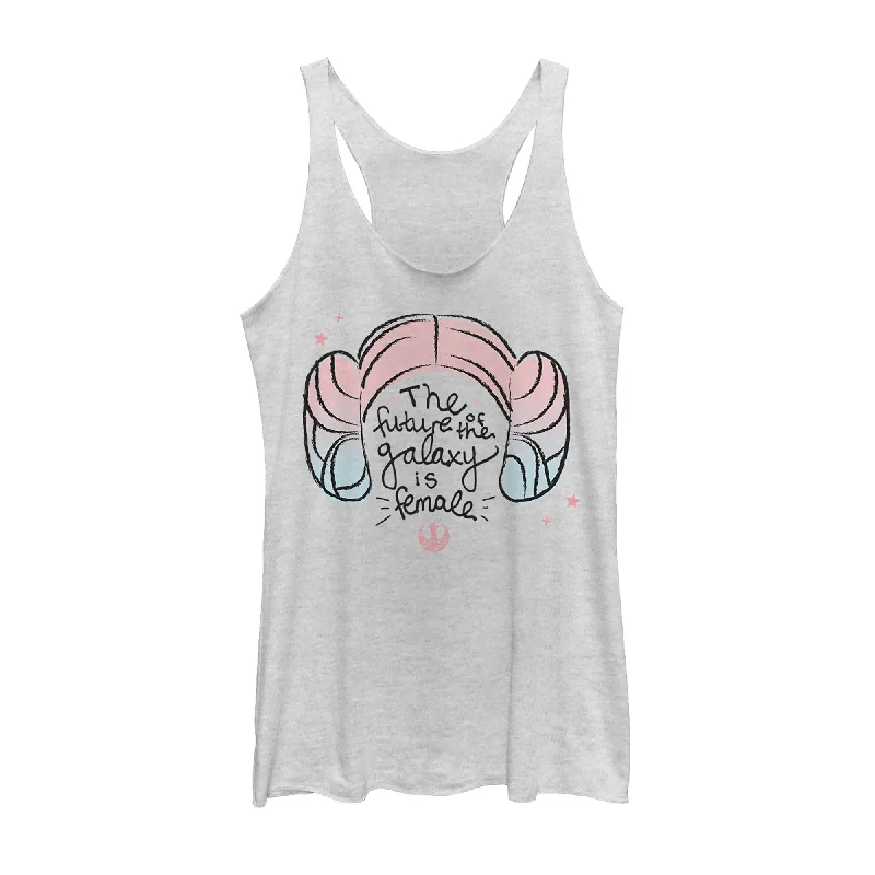 Women's Star Wars Princess Leia Future Galaxy is Female Racerback Tank Top layering tank top