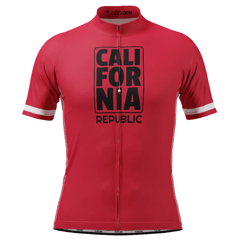 Men's California Republic Series 1 (Brown) Short Sleeve Cycling Jersey Pastel Jersey Tee Men's California Republic Series 1 (Brown) Short Sleeve Cycling Jersey Pastel Jersey Tee