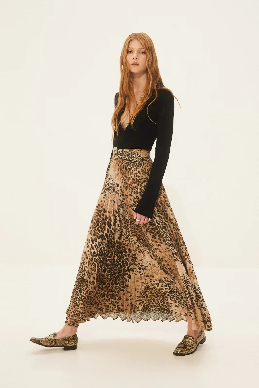 MOONFLOWER SKIRT LEOPARD leather skirt refined