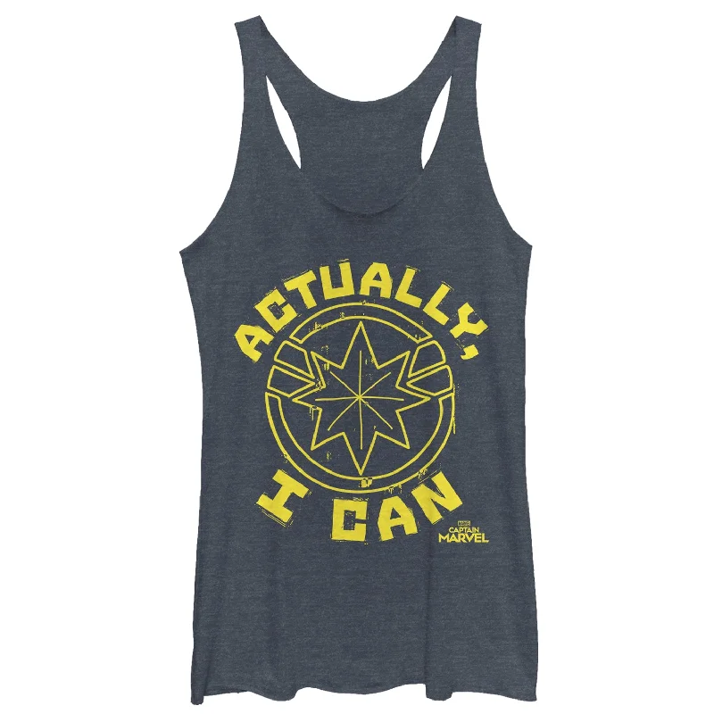 Women's Marvel Captain Marvel Actually Can Quote Racerback Tank Top graphic tank top