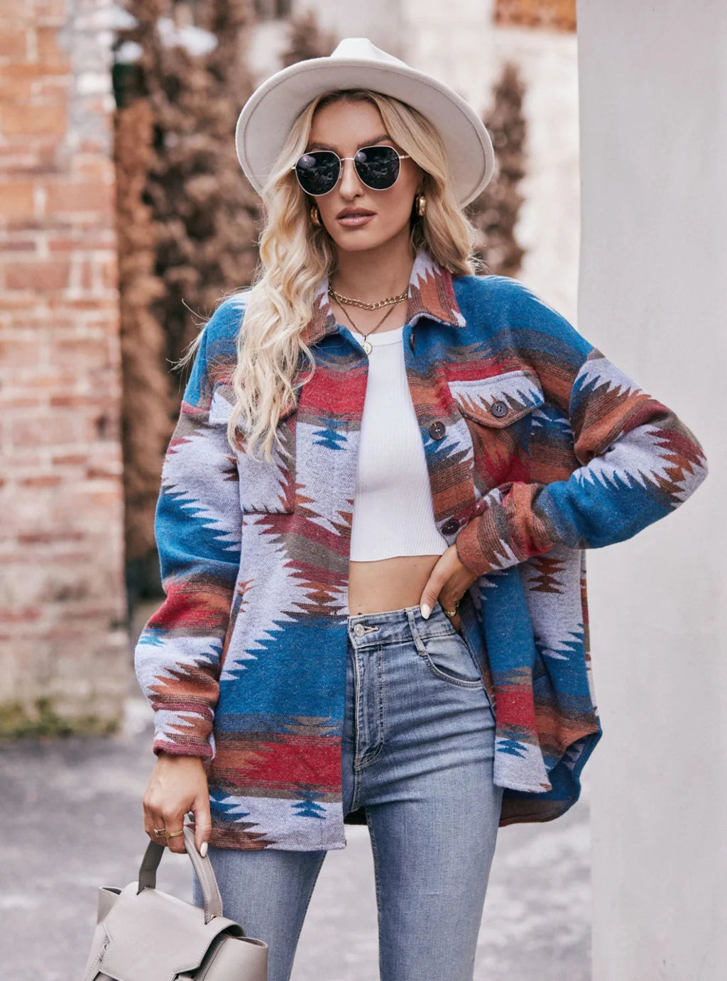 Geometric Jacket Shirt Lapel Woolen Coat Faux Fur Fabric Real Fur Fabric Shearling Fabric