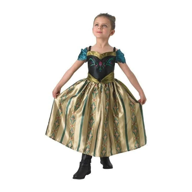 Frozen Disney Princess Anna Coronation Fancy Dress Girls Costume Party Tunics Lace romantic Frozen Disney Princess Anna Coronation Fancy Dress Girls Costume Party Tunics Lace romantic