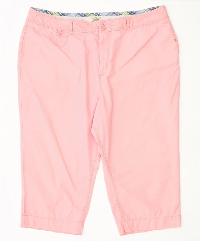 L.L.BEAN Womens Capri Chino Trousers W46 L21 Pink Cotton Classic Trousers Satin Smooth