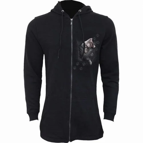 Spiral Direct Womens/Ladies Pocket Kitten Full Zip Hoodie Hoodie with Raw Hem Edgy Unfinished
