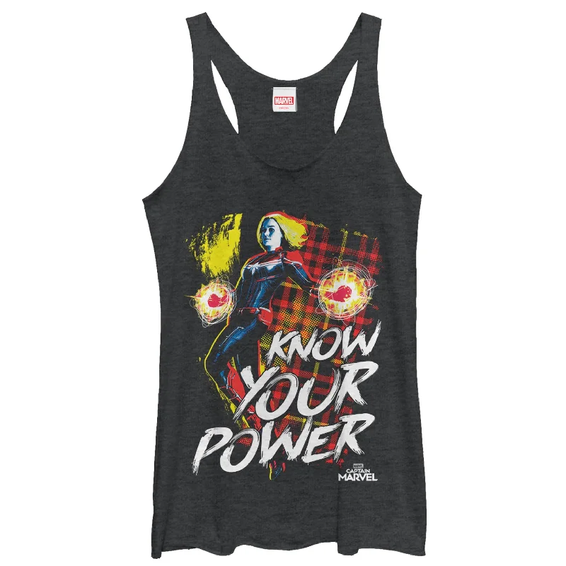 Women's Marvel Captain Marvel Know Your Power Racerback Tank Top flowy tank top