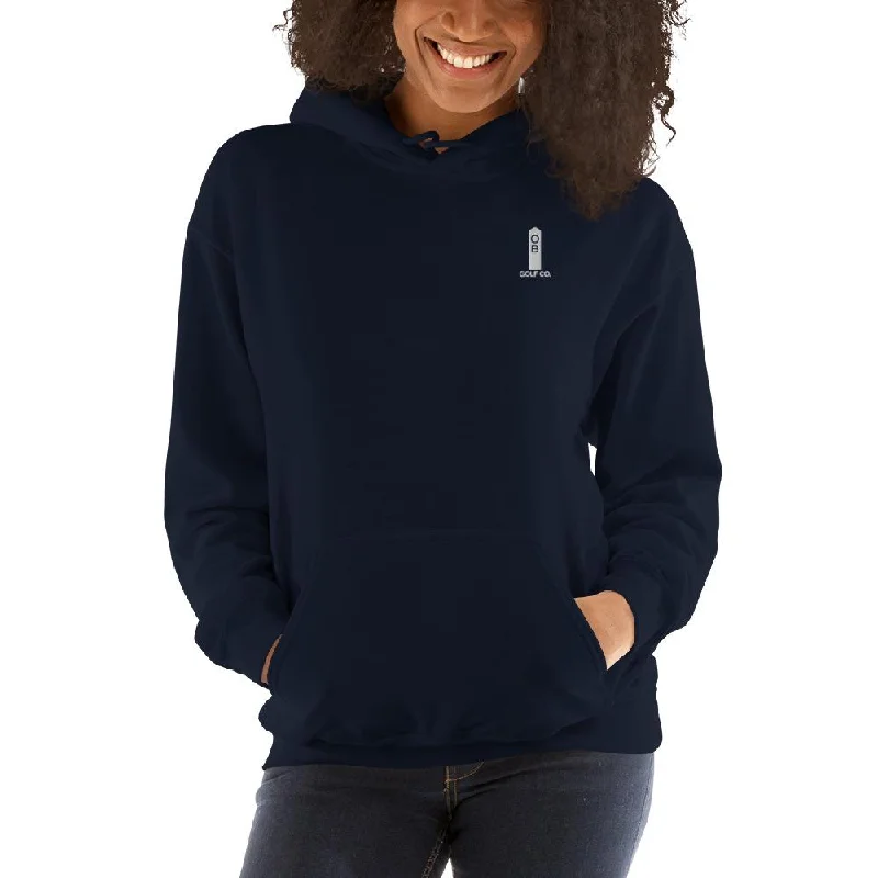 OB Stake Embroidered Hoodie Hoodie with Side Slits Relaxed Casual