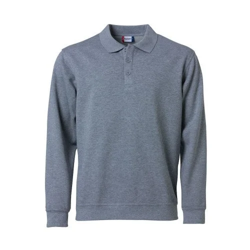 Clique Unisex Adult Melange Polo Sweatshirt Hoodie with Hem Embroidery Detailed Premium