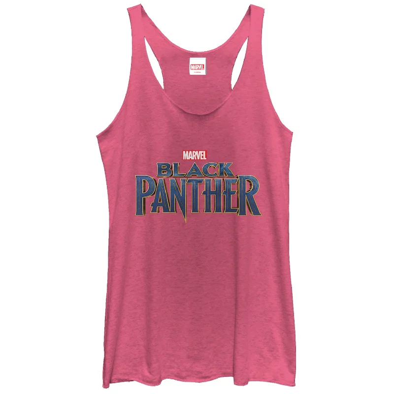 Women's Marvel Black Panther 2018 Text Logo Racerback Tank Top sequin tank top