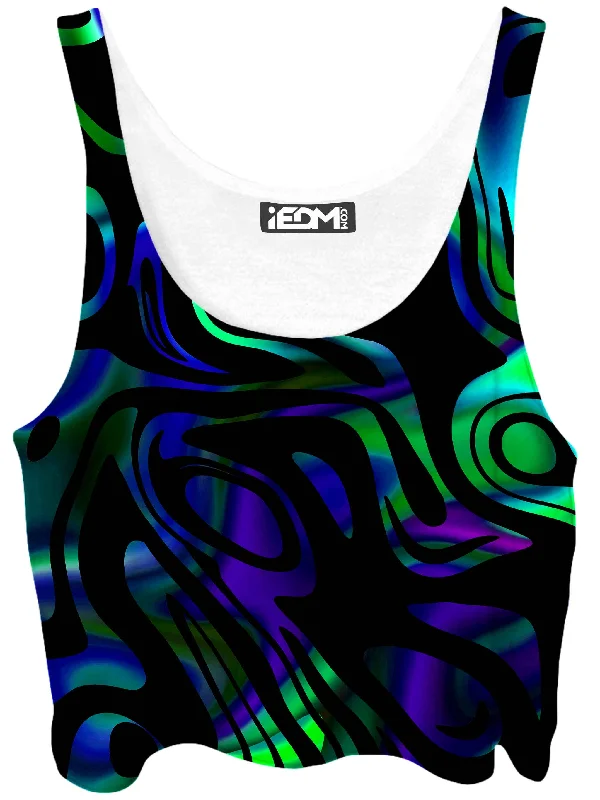 Network Abstract Crop Top Thin Crop Top Open Front Quick Dry