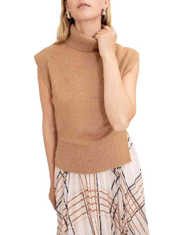 Aaron Sweater Top In Camel Cotton Fabric Linen Fabric Terry Fabric