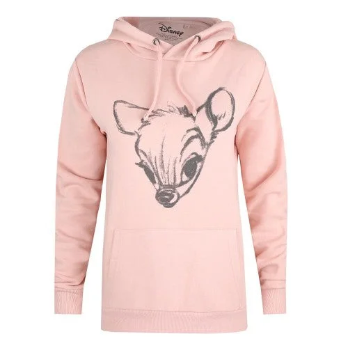 Bambi Womens/Ladies Face Pullover Hoodie Hoodie with Button Placket Classic Preppy