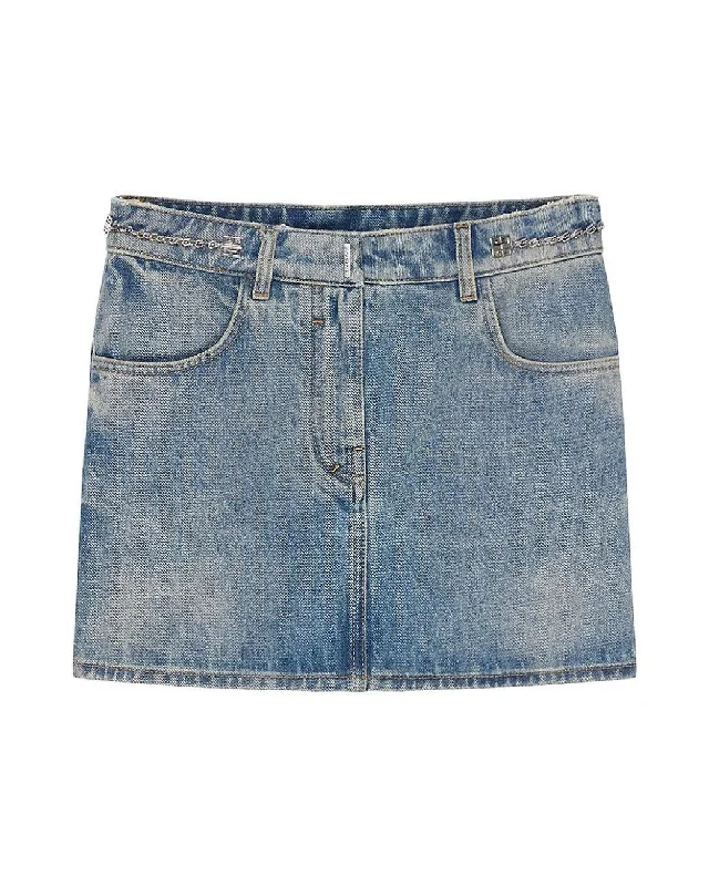 Givenchy Women Skirt In Denim With Chain Details Medium Blue lace skirt elegant