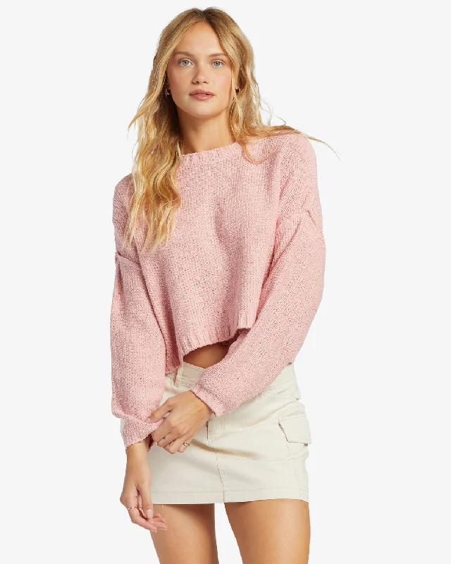 Shades Crew Neck Sweater - Light Sorbet Houndstooth Herringbone Solid