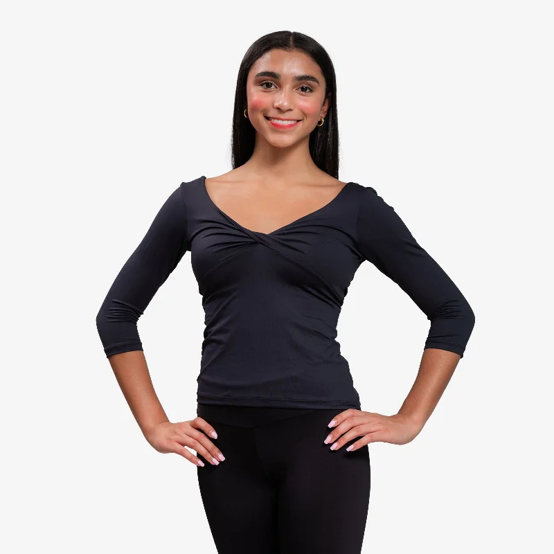 Jane Half Sleeve Crop Top - D284 Mesh Canvas Denim
