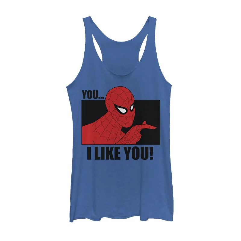 Women's Marvel Spider-Man Likes You Racerback Tank Top lace tank top