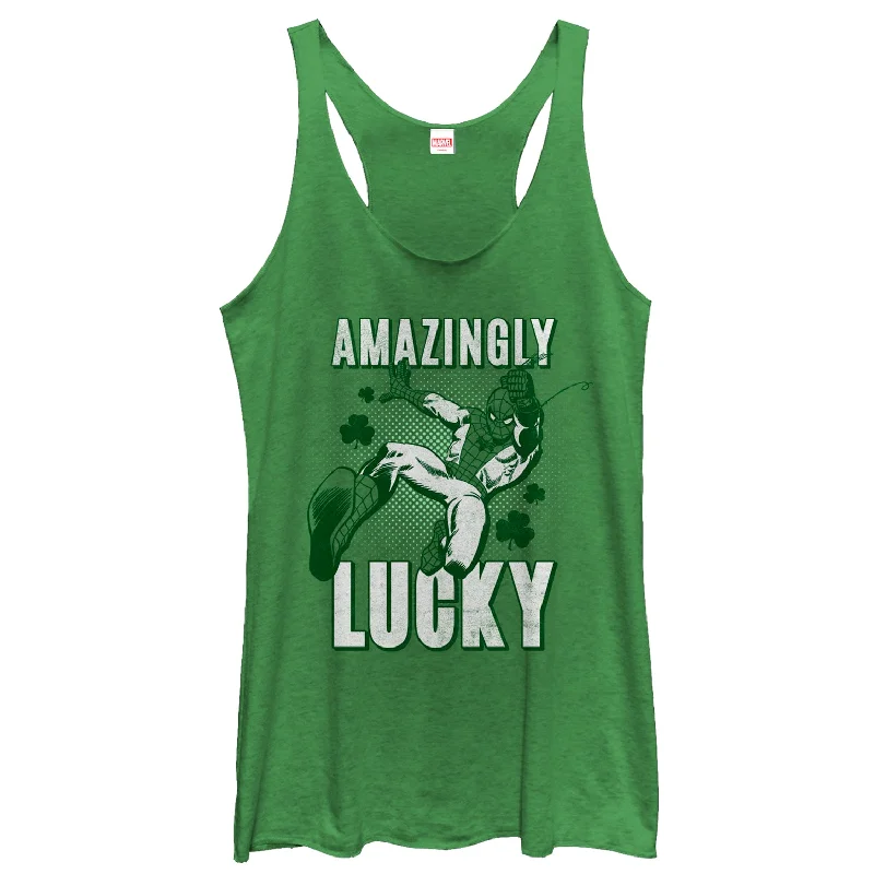 Women's Marvel St. Patrick's Day Spider-Man Amazingly Lucky Racerback Tank Top strapless tank top