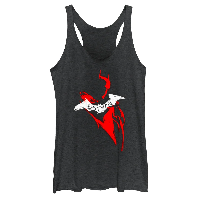 Women's The Batman Artistic Red & White Graffiti Racerback Tank Top lavender tank top