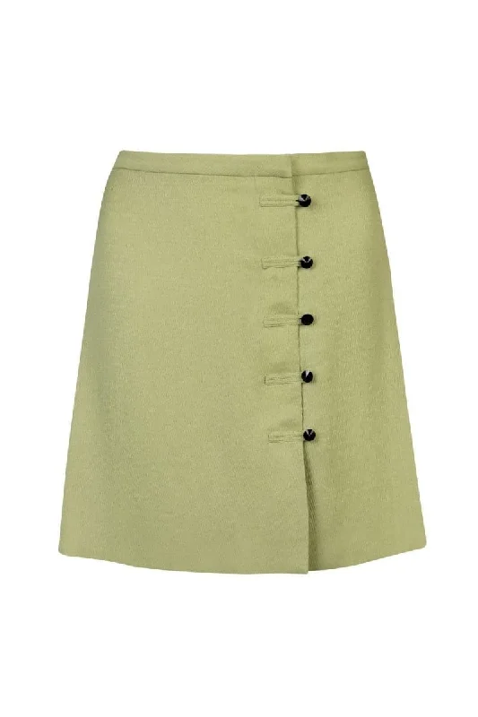 GREEN JODIE TEXTURED SATIN MINI SKIRT pleated skirt texture