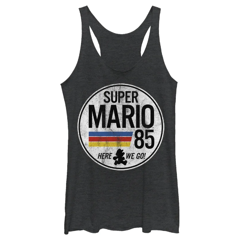 Women's Nintendo Super Mario Retro Rainbow Ring Racerback Tank Top lime green tank