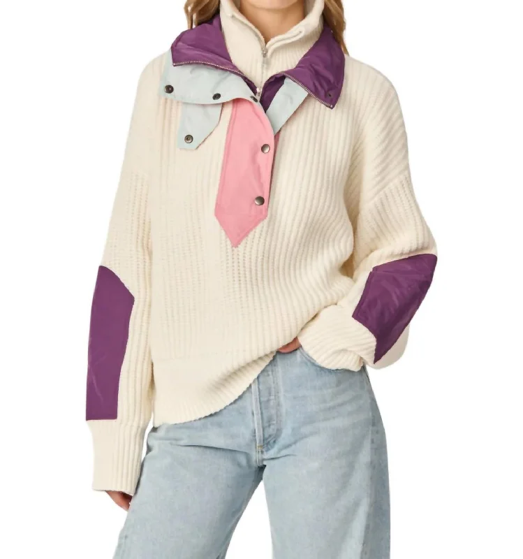 Taos Sweater In Vanilla Mesh Sweater Canvas Denim