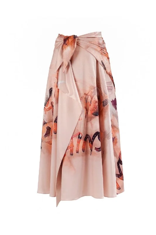 ROSE PRINTED RAIN MIDI SKIRT velvet skirt luxury