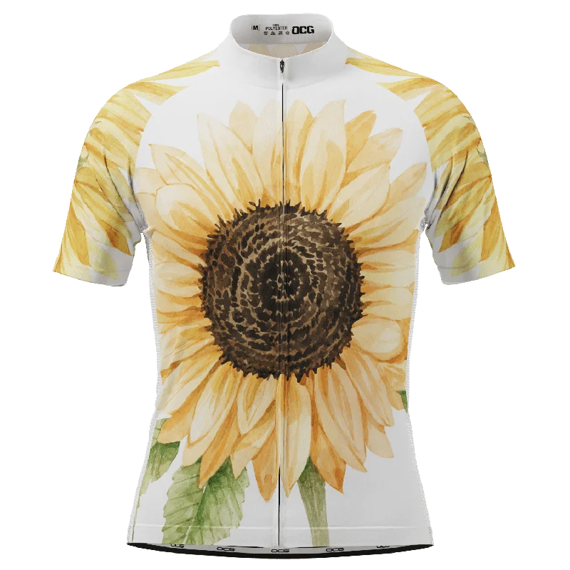Men's Illustrated Sunflower Short Sleeve Cycling Jersey Halter Neck Jersey Tee