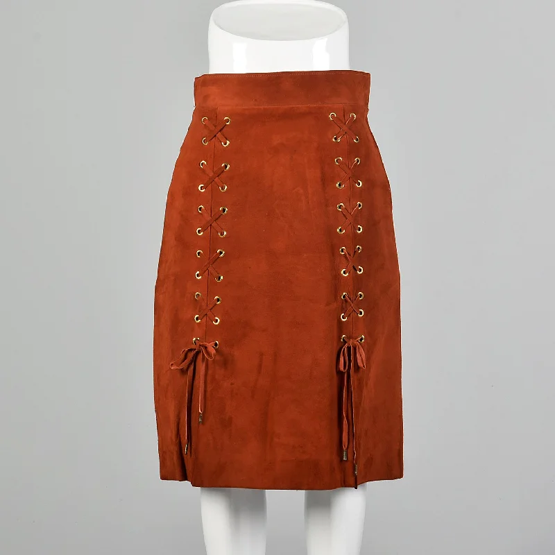 Via Veneto Orange Suede Skirt chiffon skirt airy