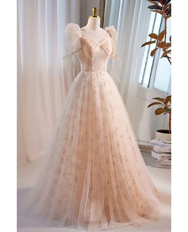 Unique and beautiful champagne sequin square neck fluffy short sleeved ball dress champagne A-shaped princess backless strap and floor length evening dress Casual Short Summer Unique and beautiful champagne sequin square neck fluffy short sleeved ball dress champagne A-shaped princess backless strap and floor length evening dress Casual Short Summer