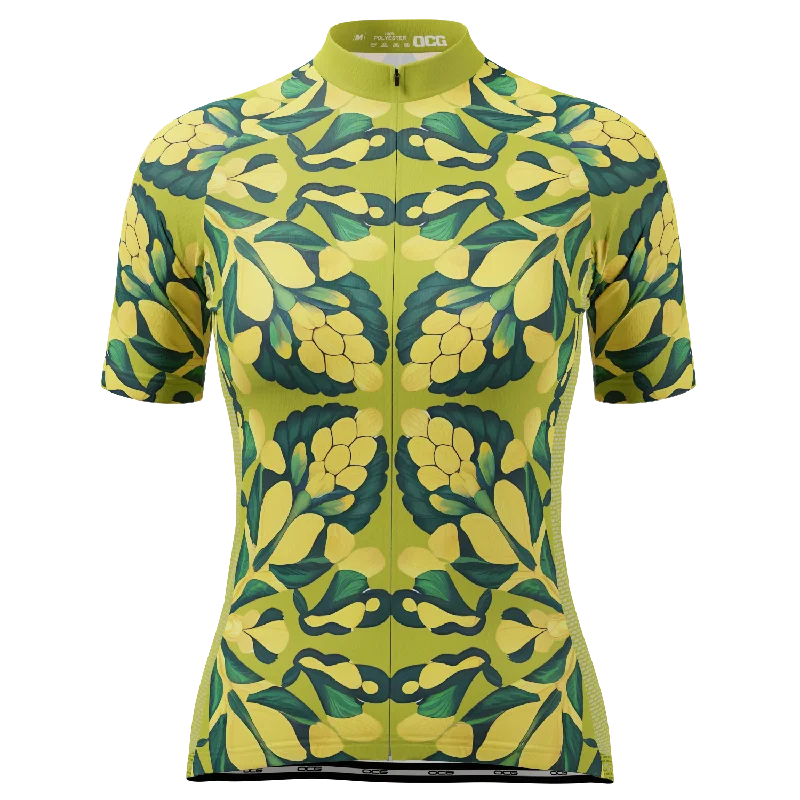 Women's The Golden Wattle Short Sleeve Cycling Jersey Sophisticated Jersey Tee