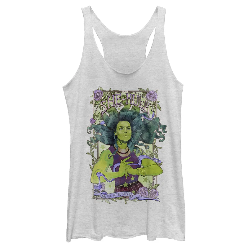 Women's Marvel She-Hulk Won't Be Silenced Racerback Tank Top beige tank top