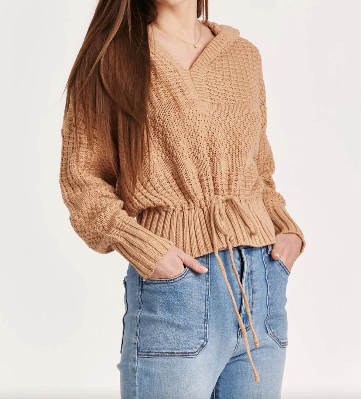 Bowie Buckwheat Sweater Hoodie In Khaki Seamless Knitted Crochet