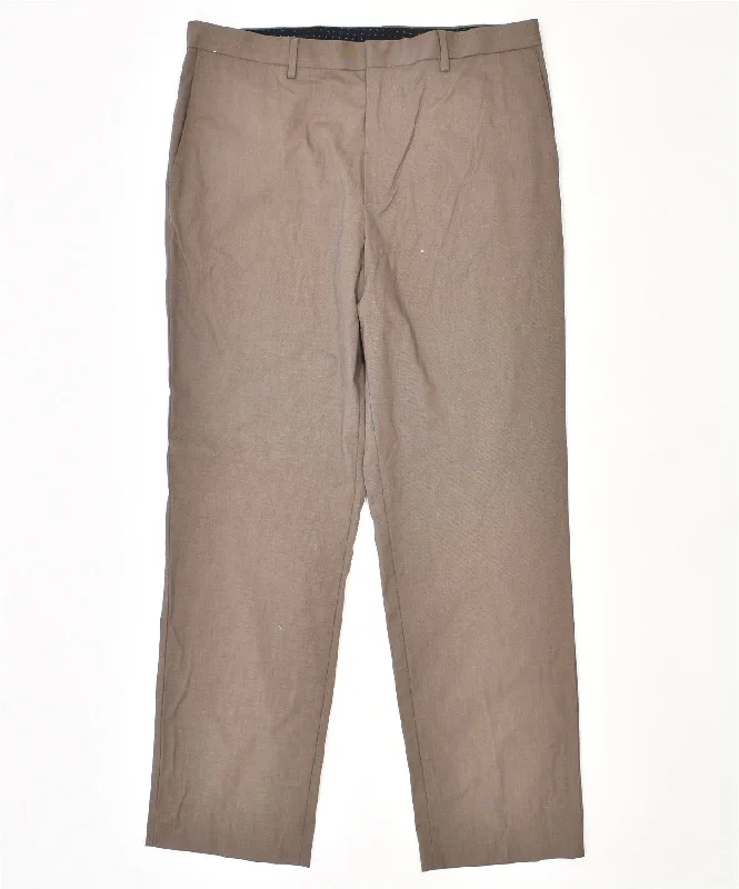 BANANA REPUBLIC Womens Standard Fit Chino Trousers W36 L34 Brown Cotton Trousers Plaid Checkered