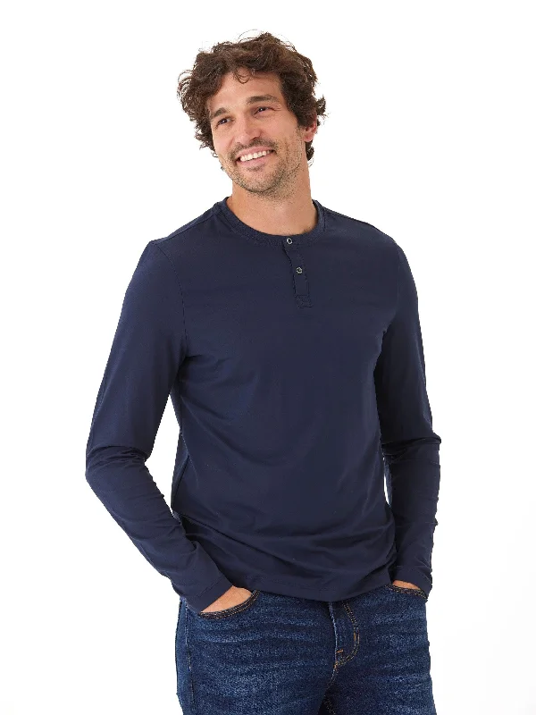 Frederick Luxe Jersey Long Sleeve Henley Comfortable Jersey Tee