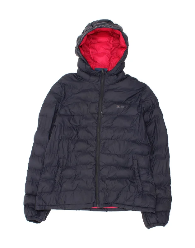 MOUNTAIN WAREHOUSE Womens Hooded Padded Jacket UK 14 Large  Navy Blue Fitted Jacket Loose Jacket Oversized Jacket
