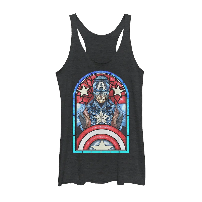 Women's Marvel Captain America Stained Glass Racerback Tank Top breathable tank top